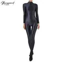 Womens Glossy Full Body Bodysuit Bodystocking Long Sleeve One Piece Bodycon Club Jumpsuit Tights Pantyhose Pole Dance Catsuits