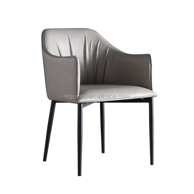 

Custom Restaurant Furniture Coffee Home Hotel Leisure Armrest Chair Modern Leather Dining Chair With Metal Legs