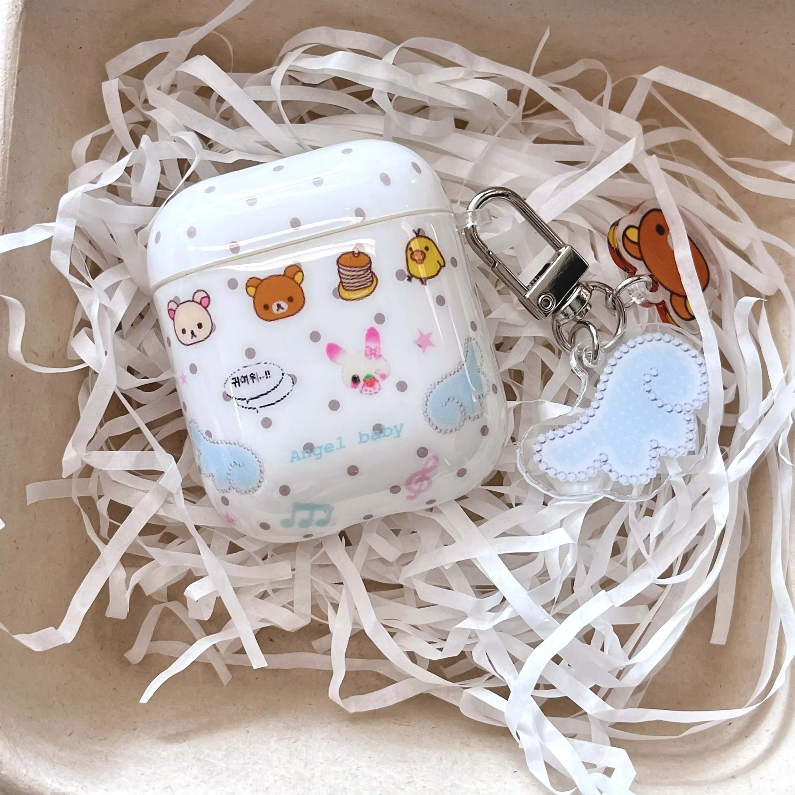 Ins Angel Wings Bear IMD Shell Cartoon Duck Earphone Case for Apple Airpods 1 2 3 4 Pro 2nd Wireless Bluetooth Charging Box