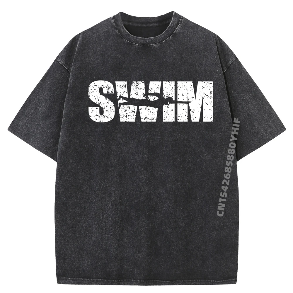 

Distressed Look Swimming For Swimmers Grpahic Tee Breathable Washed New In Tops & Tees Vegan Printed Clothes