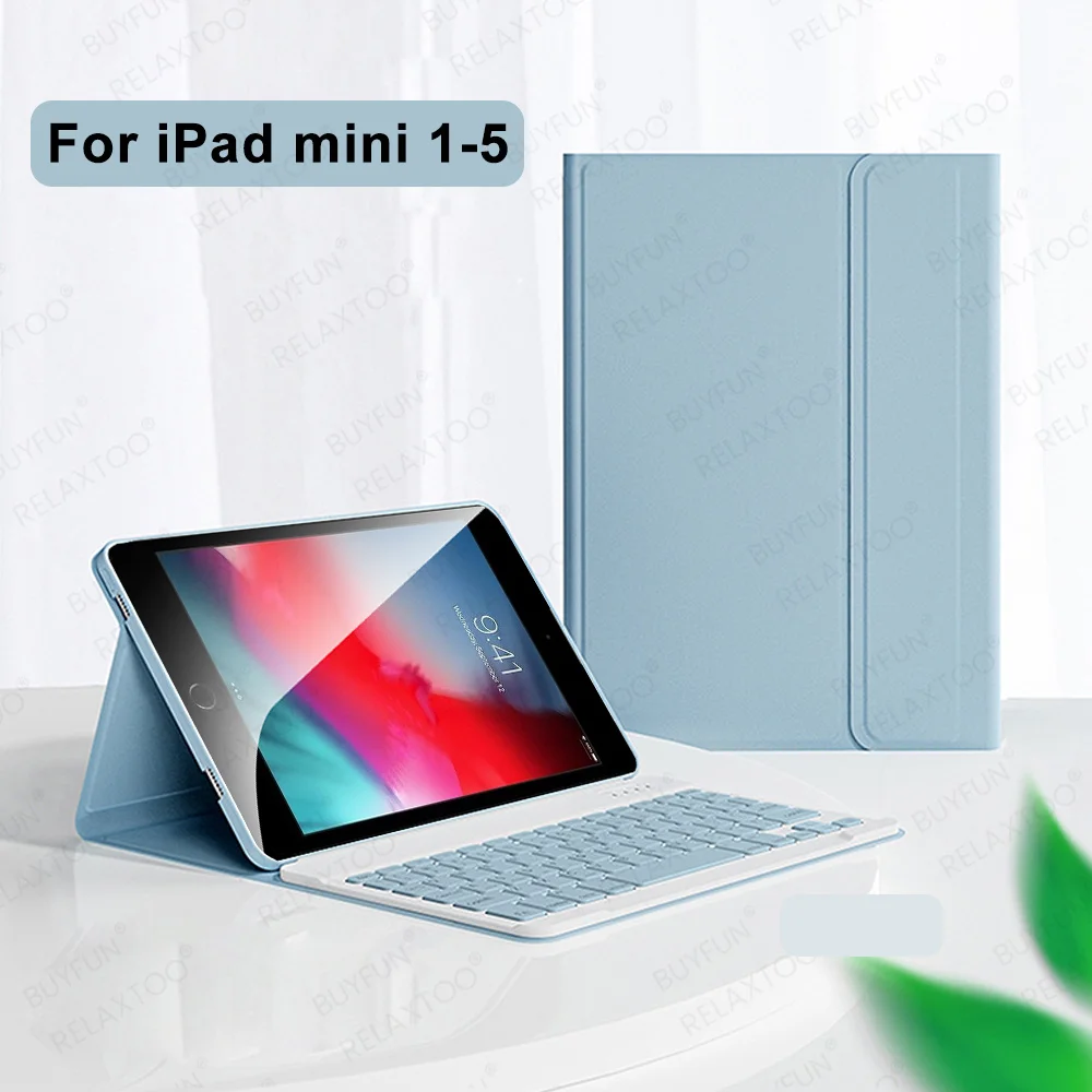 For iPad mini 1 2 3 4 5 Generation 7.9inch Case Smart Magnet Keyboard Cover iPad mini 2012-2019 7.9 Case Built-int Pencil Holder