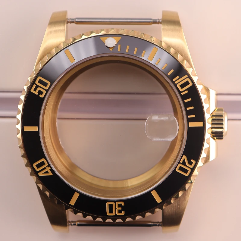 

40mm Luxury 200m Waterproof Watch Case Sapphire Glass For NH35 NH36 NH34 ETA 2824 Miyota 8215 Movement Black Gold SUB Bezel Case