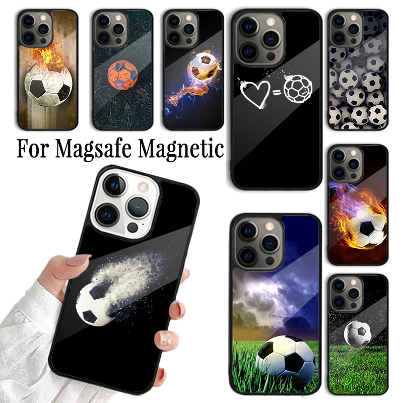 Soccer Ball Football Futbol Phone Case Cover For iPhone 17 AIR 16 15 14 13 12 11 Pro Max Plus Wireless Magnetic Magsafe Shell