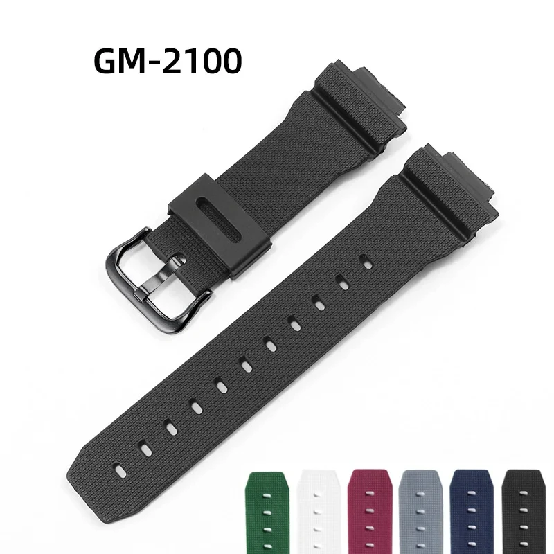 PEIYI Resin Rubber Watchband Men 26.16mm For Casio G-Shock Band GM-2100 / GA-5600 Series Silicone Wristband