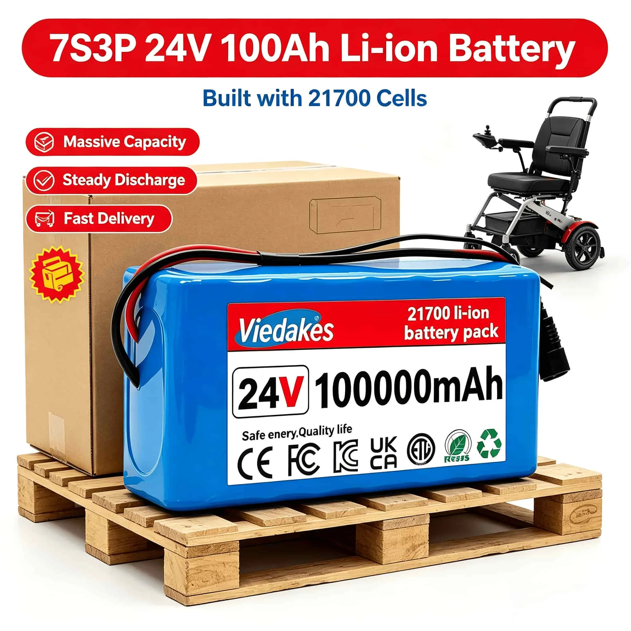 7S3P 24V 10Ah Lithium‑ion Battery Pack Large Capacity For E‑Bike Electric Scooter Replacement Power