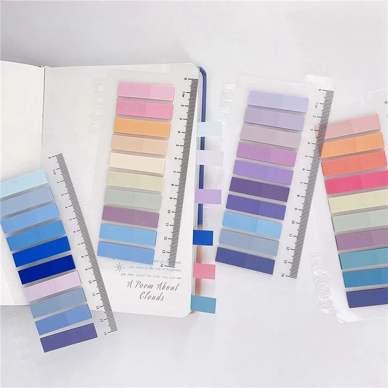 4000 Pcs Sticky Index Tabs, 20 Sheets Morandi Strip Index Tabs, Writable Page Sticky Notes With Ruler For Page Marking