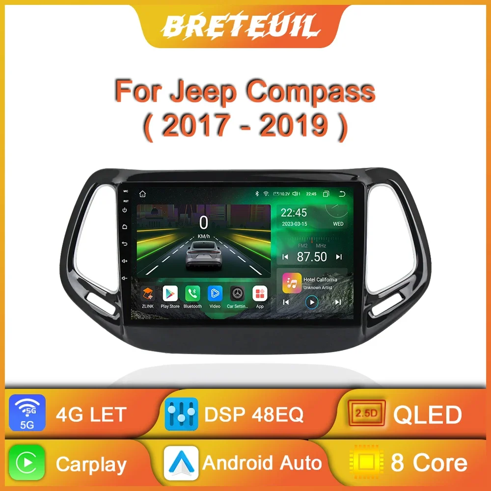 Android Car Radio For Jeep Compass 2 MP 2017 2018 2019 Multimedia Video Player GPS Navigation CarPlay Touch Screen Auto Stereo