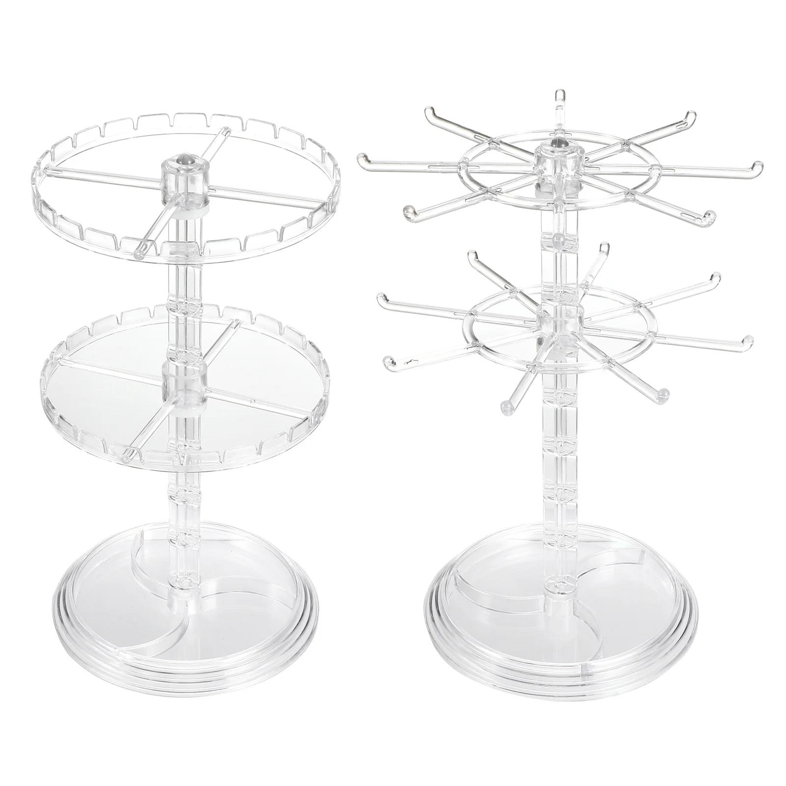 2 قطعة حامل عرض المجوهرات القابل للتدوير 2-Layer القرط تخزين الرف انفصال المنظم ل قلادة تخزين أقراط الوقوف