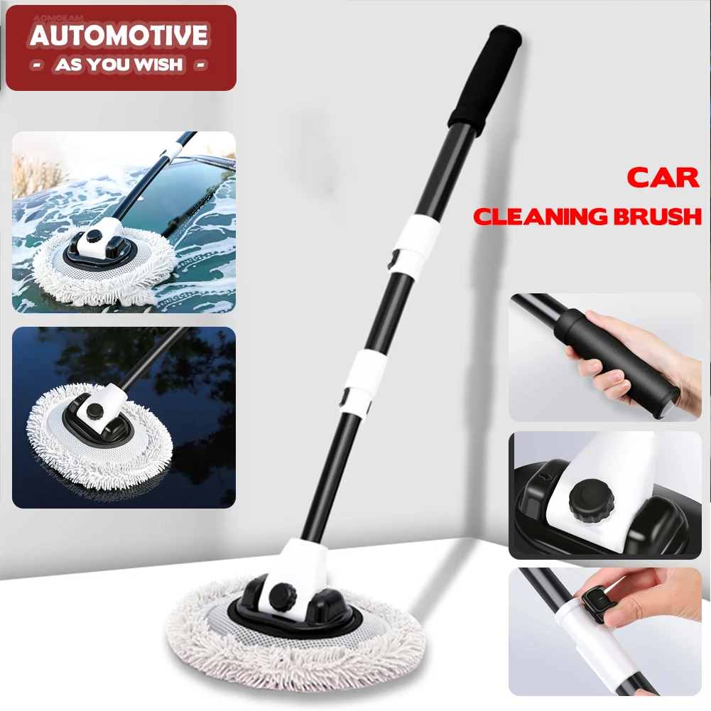 Car Cleaning Brush Mop Kit Wash Brush Chenille Microfiber Car Wash Brush Telescopic Long Handle Cleaning Mop Car Cleaning Too