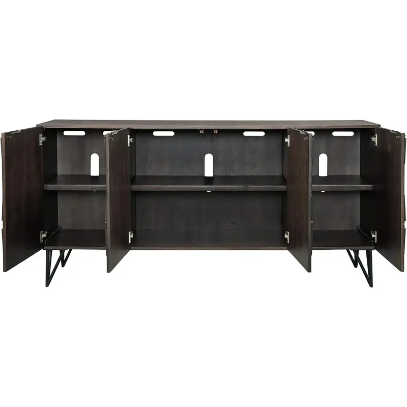 

[Hot Sale, Buy Now!]Chasinfield Urban Geometric Design TV Stand Fits TVs up to 70", 4 Cabinet Doors and 3 Adjustable Storage She