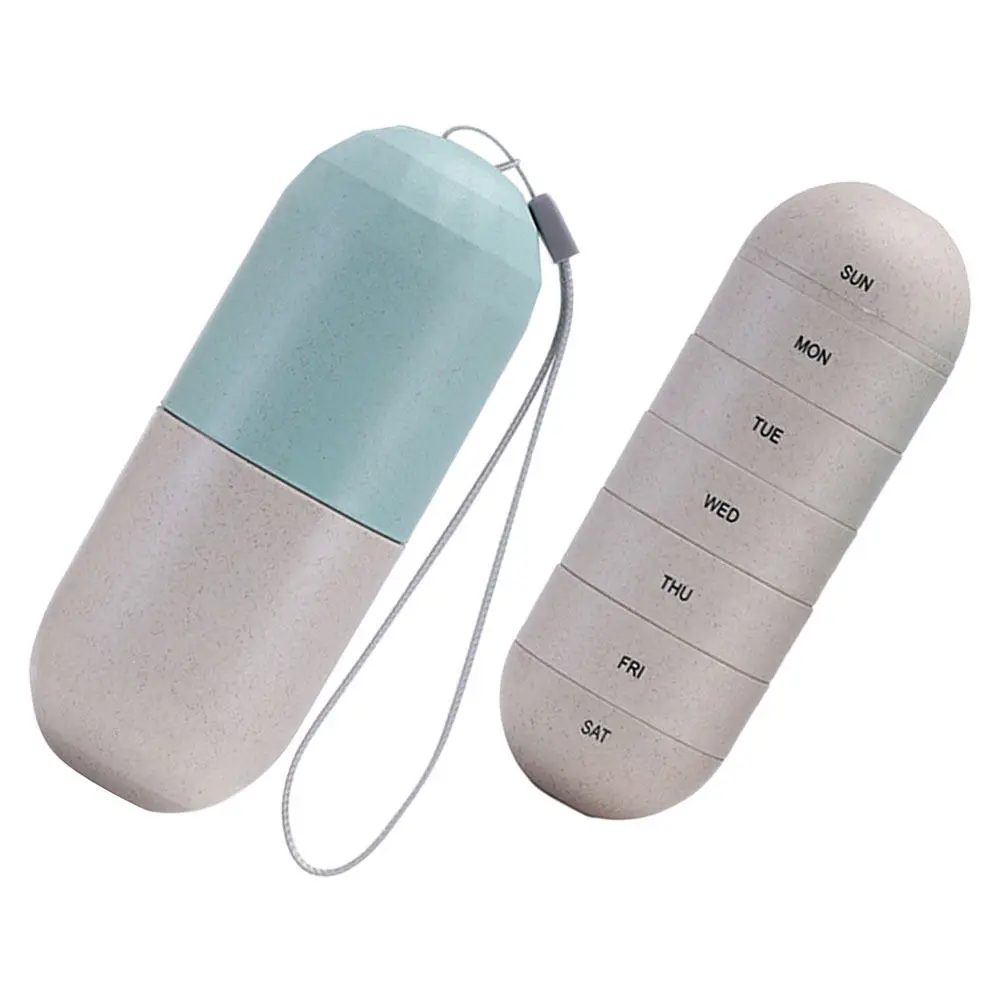 

1Set Stackable Pill Box Medicine Storage Case 7-Day Weekly Pillbox Screw on Off Lid Organizer Travel Friendly Mini Sealed