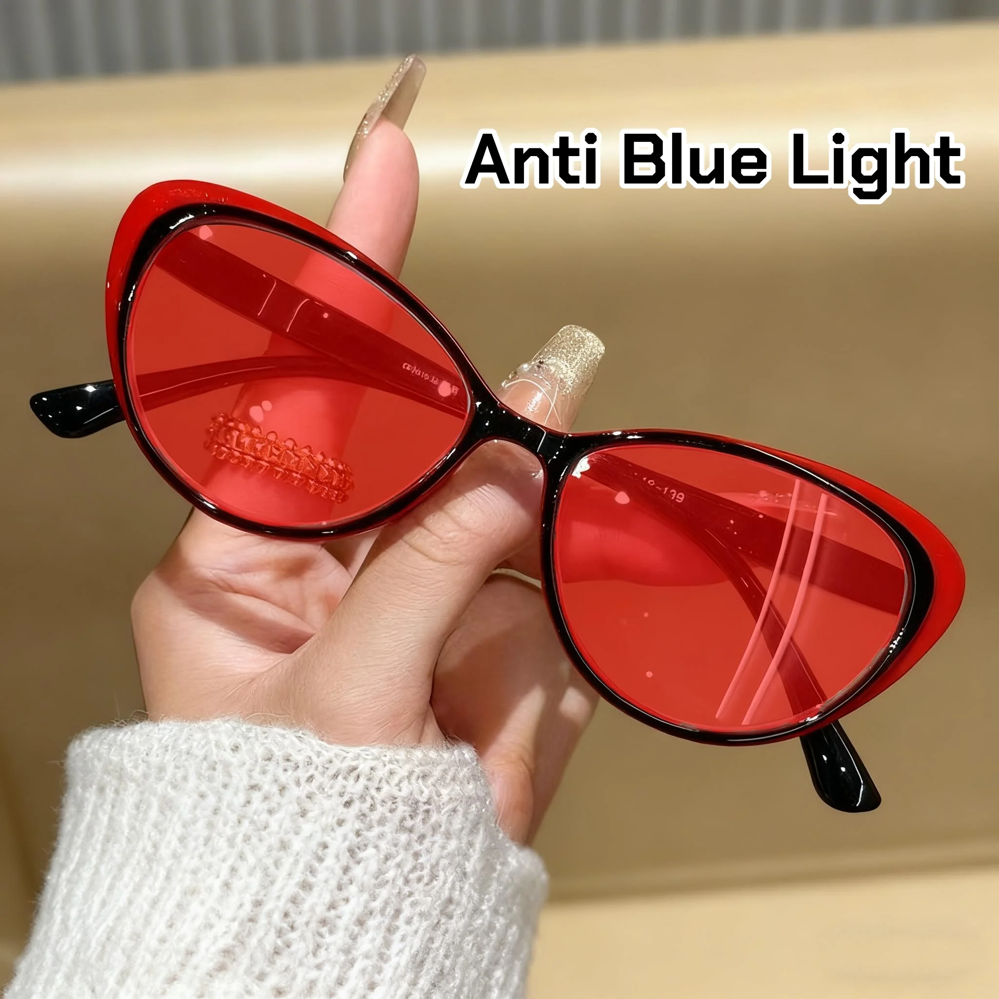New Vintage Cat Eye Night Vision Anti-Blue Light Glasses Red or Orange Lenses Men and Women’s Computer Gaming Protective Eyewear