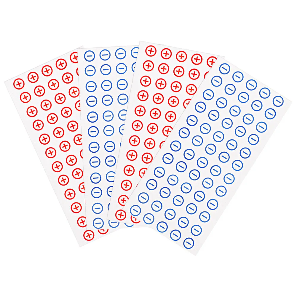 Durable PVC Polarity Stickers 4 Sheets Red Blue for Marking Electrical Components and Preventing Connection Errors