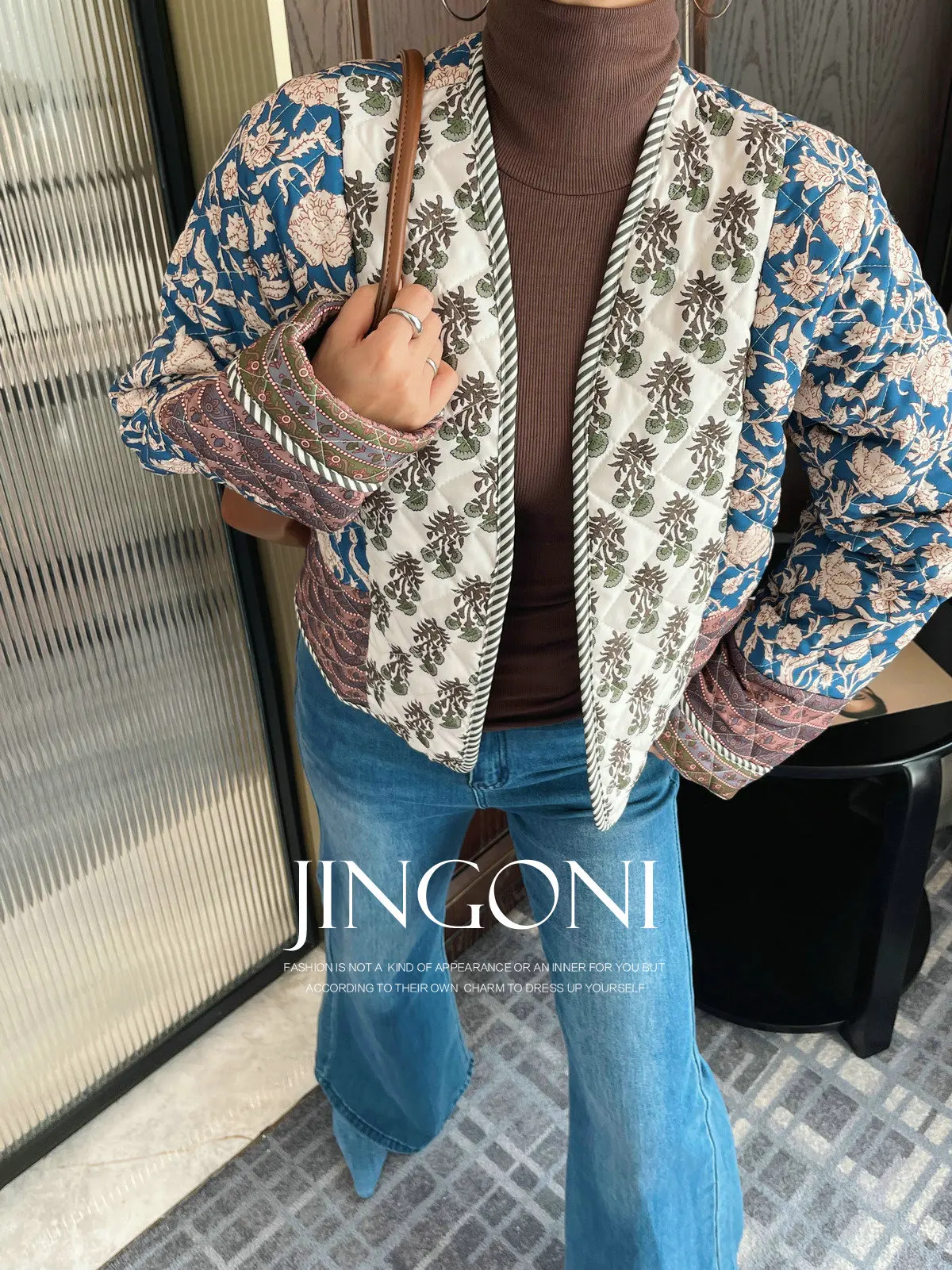 Floral Padding Jackets Y2k Woman Clothing 2024 Fashion Korean Vintage Winter  Parkas Coat Cropped New Elegant Short Autumn Chic