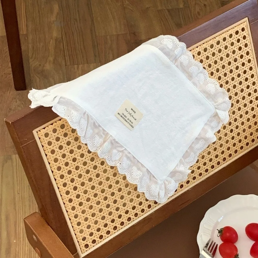 Lace Ruffle Design Lace Ruffle Placemats Cotton Fabric Dust-proof Material Soft Flounced Napkins Soft Texture
