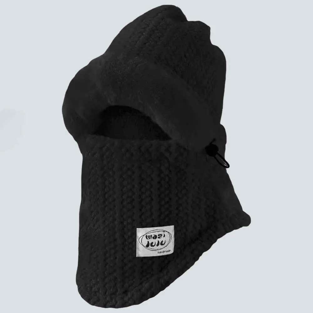 

Versatile Plush Winter Integrated Scarf Cap Soft 4 in 1 Pullover Mask Cap Adjustable Ushanka Mask Woolen Hat Keep Warm