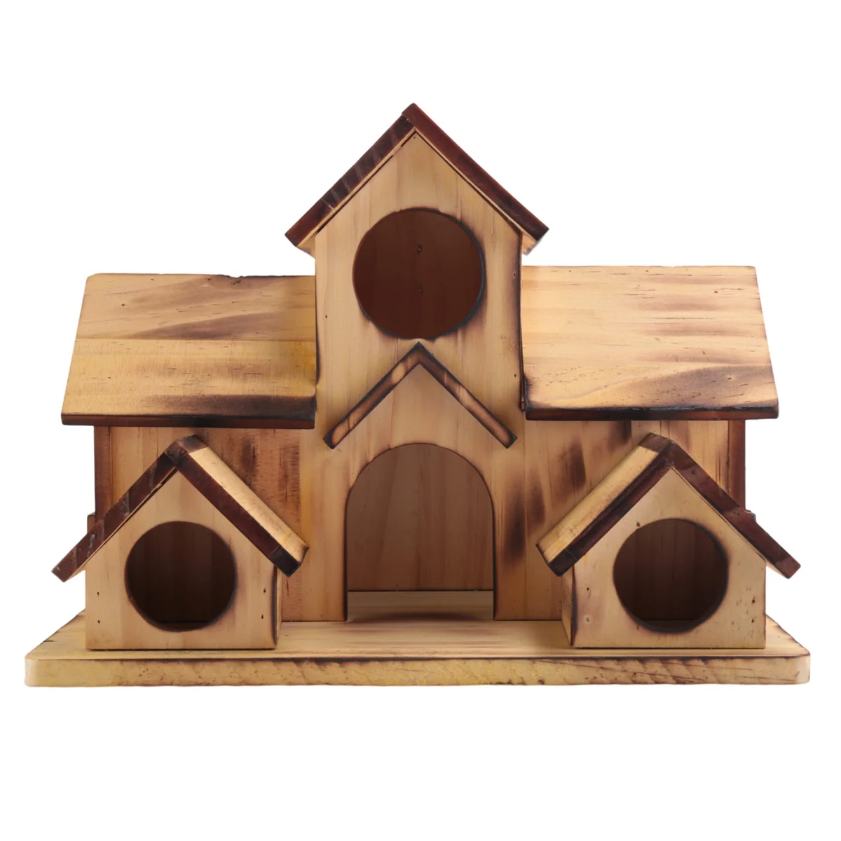 New Hanging Wooden Bird House for Outside 6 Hole Wooden Bird House Courtyard Backyard Decorations