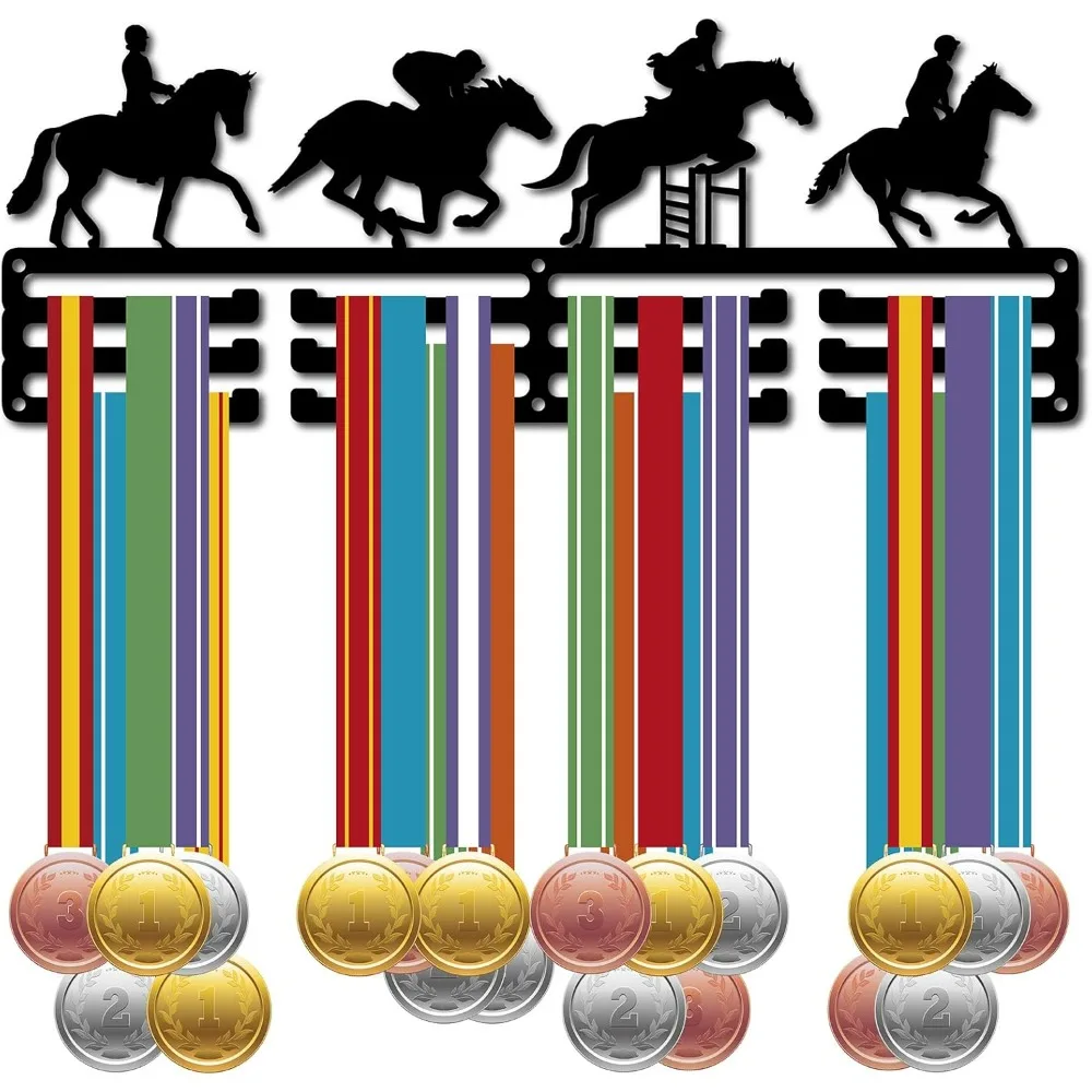 Equestrian Medal Hanger Display Horsemanship Medal Holder Rack Sports Metal Hanging Over 60 Medals Athlete Awards Iron Wall