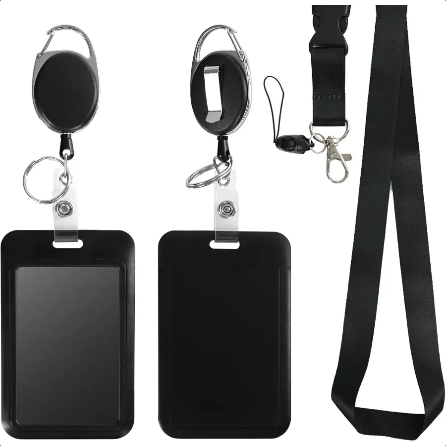 

Retractable ID Badge Holder with Breakaway LanyardHeavy Duty Badge Reel Detachable Keychain Cruise Ship Cards Holder for Offic