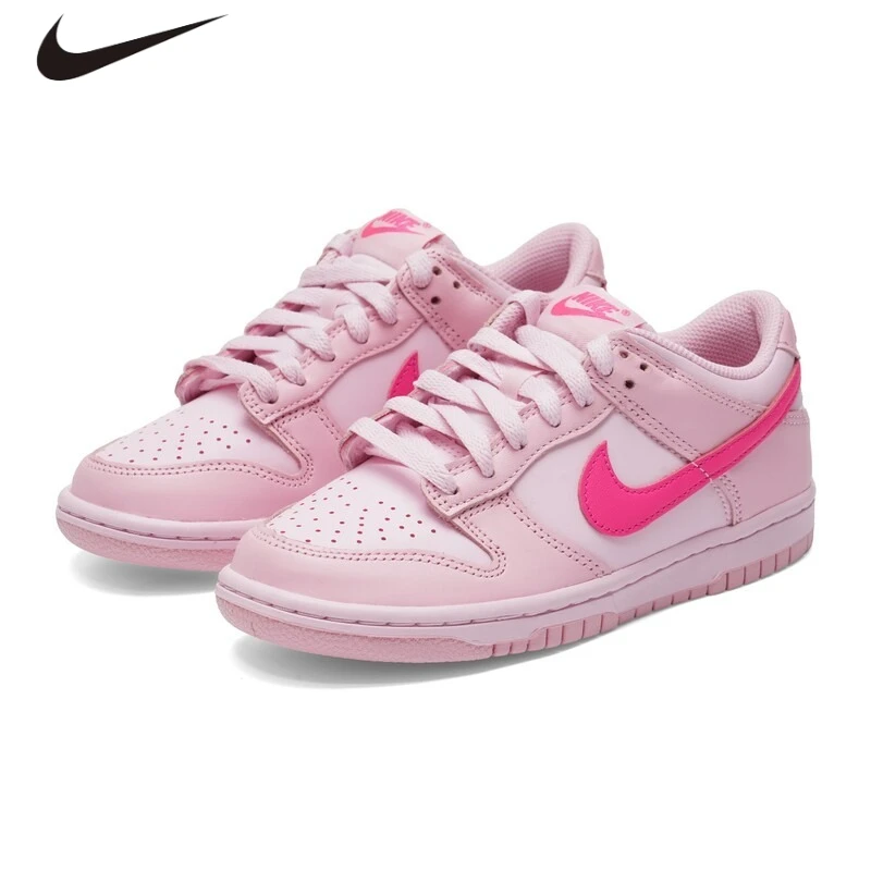 Nike Dunk Low GS Sneakers, Full Leather Triple Pink Barbie Retro Skate Casual Shoes For Youth DH9765-600 view 3