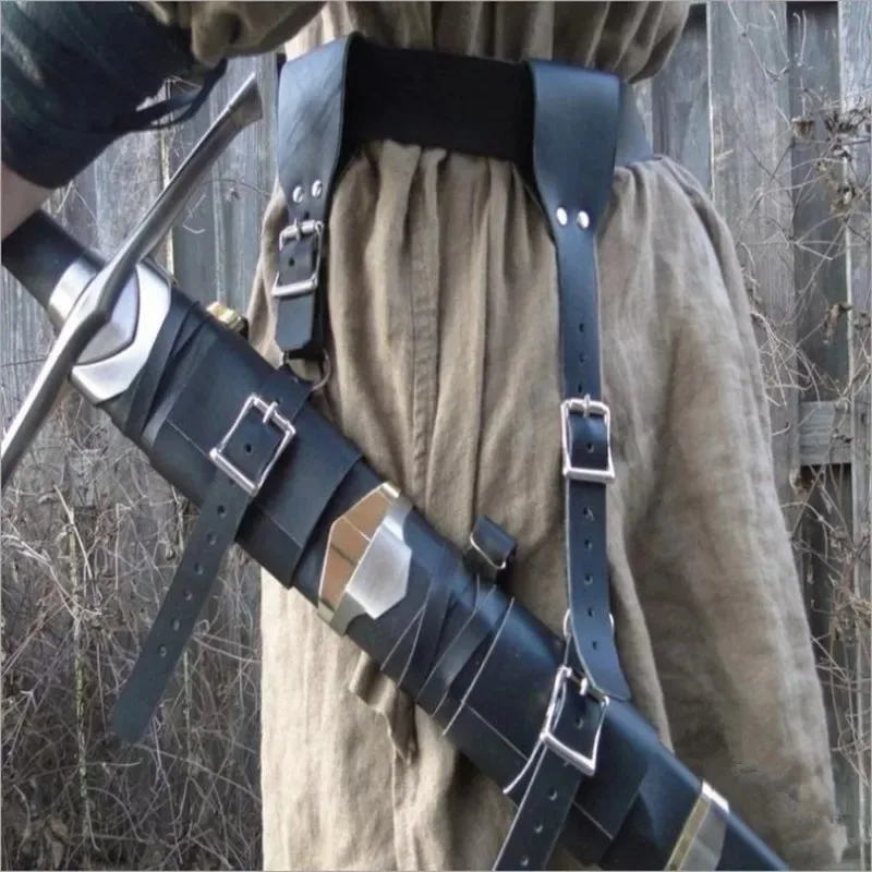 Medieval Renaissance Vintage Adjustable PU Leather Sword Holster Samurai Dress Up Without Sword