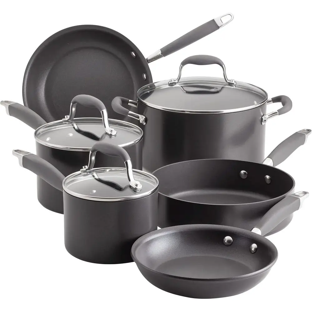 

Home Hard Anodized Nonstick Cookware/Pots and Pans Set, 9 Piece - Moonstone
