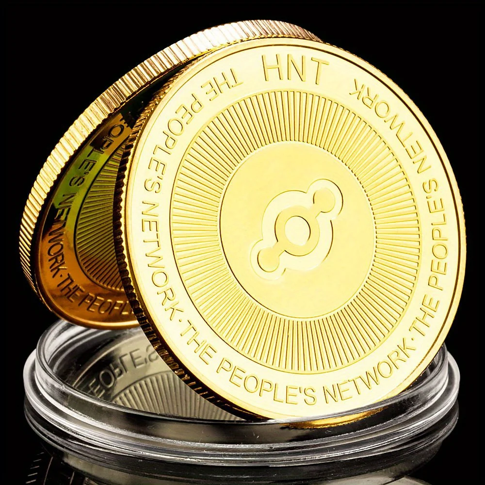 The Peoples Network HNT Cryptocurrency Physical Collection Golden Plated Commemorative Coin Crypto Coin