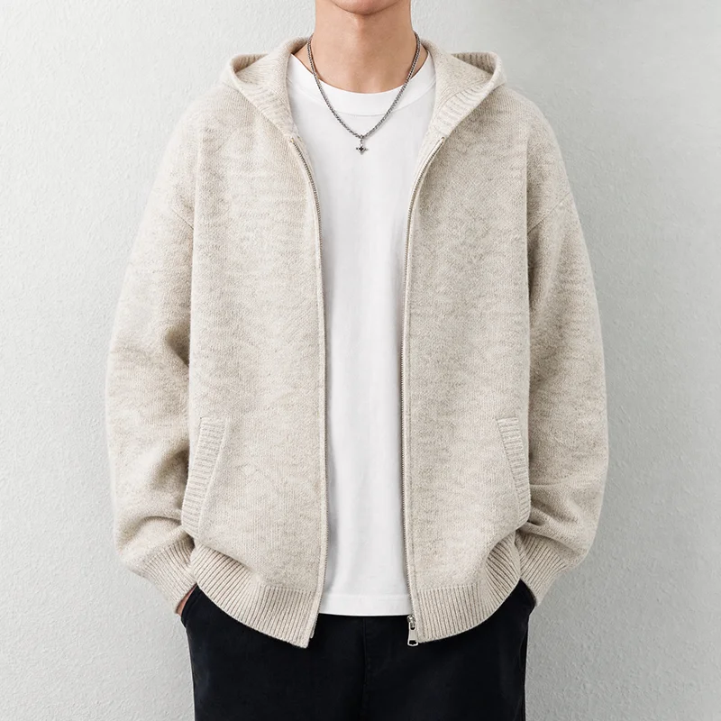 High Quality Men's Knitted Cardigan Winter New Simple Casual Warm Comfort Luxury Brand Korean Casual Classic Sweater Hooded Coat