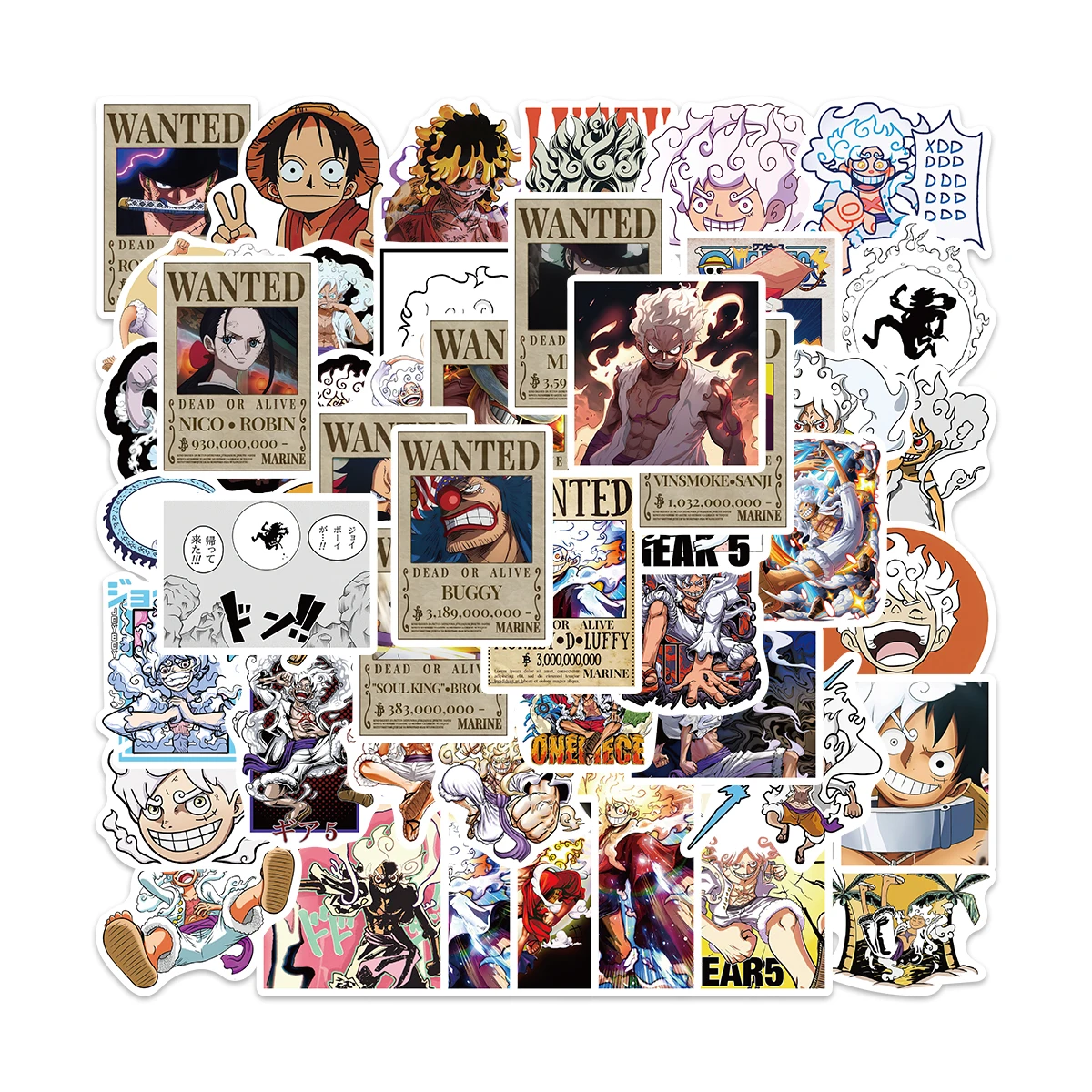 

50PCS one piece Monkey D. Luffy popular anime personality DIY water bottle suitcase notebook waterproof decorative stickers