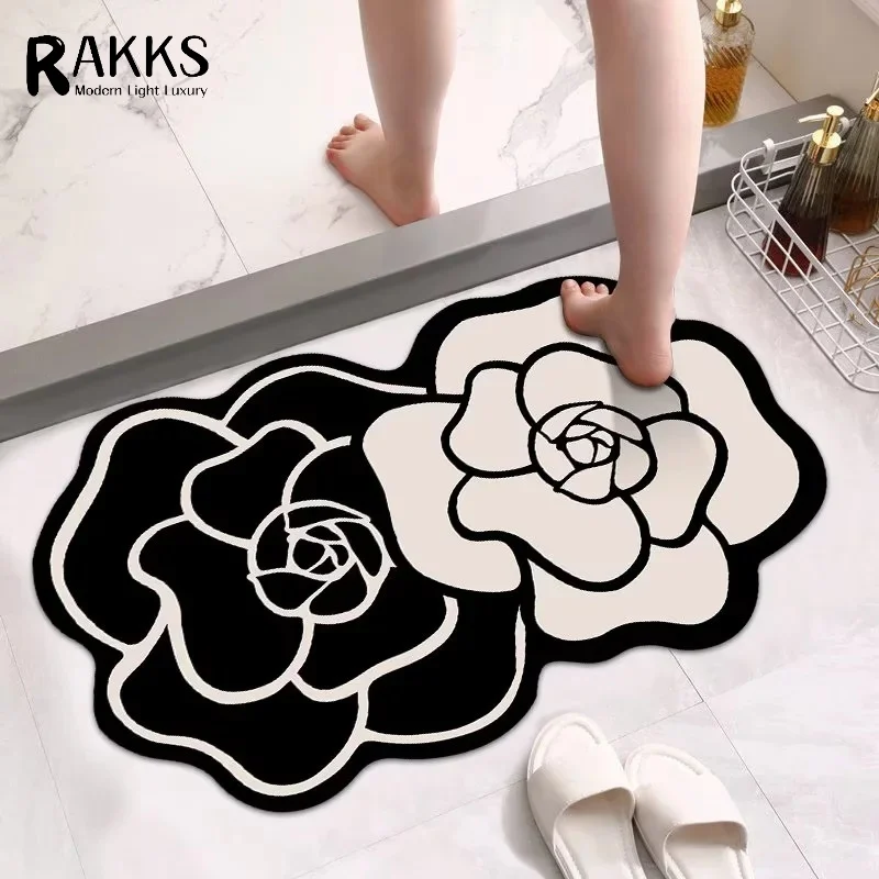 ​ ​ RAKKS ​ ​ Teppich für Zuhause ​ ​ ​ ​ ​ Kieselgur-Badezimmermatte, super saugfähige Badematten für Waschbecken, Dusche, Toilette, rutschfest und geruchlos ​ ​