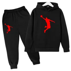 Kids Hoodie Basketball Sweatshirt Boys Girls Toddler 3-12Y Top + Trousers 2P Cute Jumper Pretty Girls Stylish Casual Sports Set