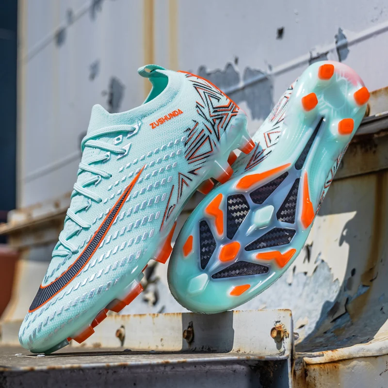NEW Without-lace Mens Soccer Shoes Boys Training Non-Slip Turf Soccer Cleats TF/FG Football Sneakers Chuteira Campo 35-45