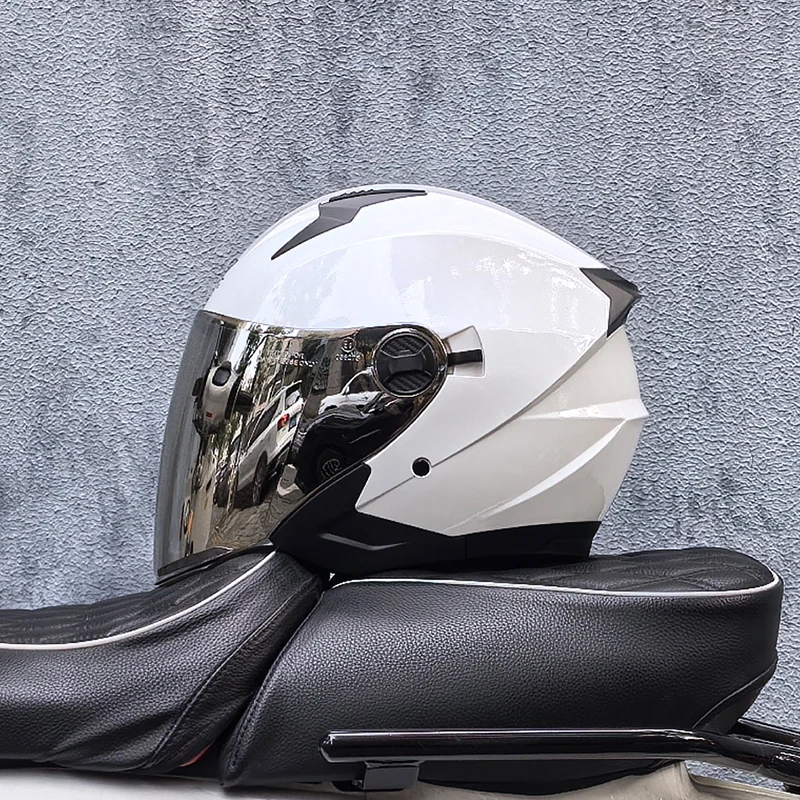 خوذة دراجة نارية ORZ، نصف وجه، مرآة مزدوجة، أزياء رجالية ونسائية لجميع المواسم، نصف خوذة، عالمية لجميع المواسم