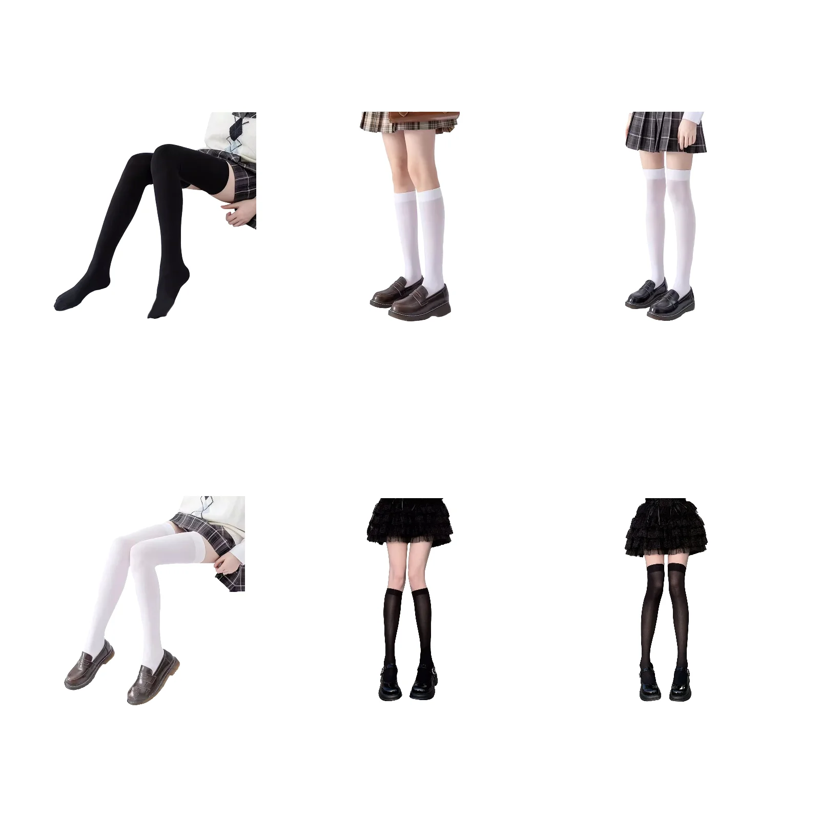 

Набор японских силиконовых нескользящих носков: по 1 паре каждого цвета (черный и белый), 40/55/70 см, всего 6 пар