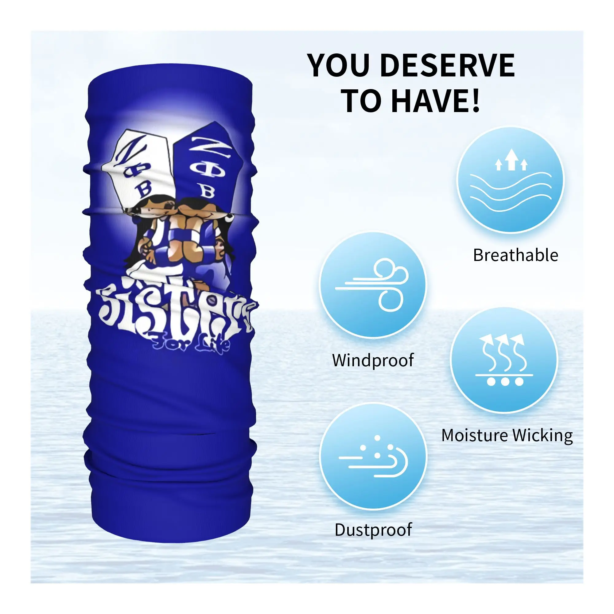 Custom Zeta Phi Beta Sisterly Love Bandana Neck Gaiter for Hiking Running Women Men Wrap Scarf Greek Letter 1920 Headband Warmer