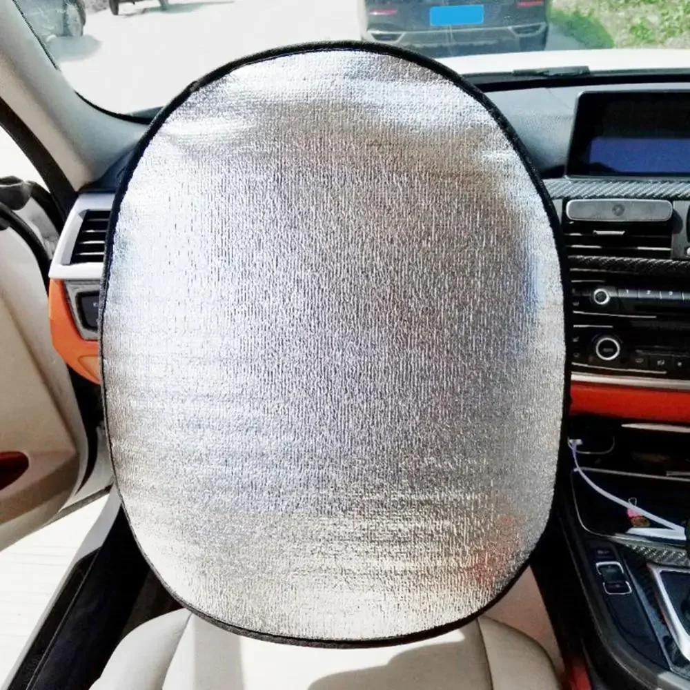 Car Steering Wheel Anti-Heat Sun Shade Cover Sunscreen Insulation Cover Foldable Sun-proof Anti-UV Protect Parasol Shield