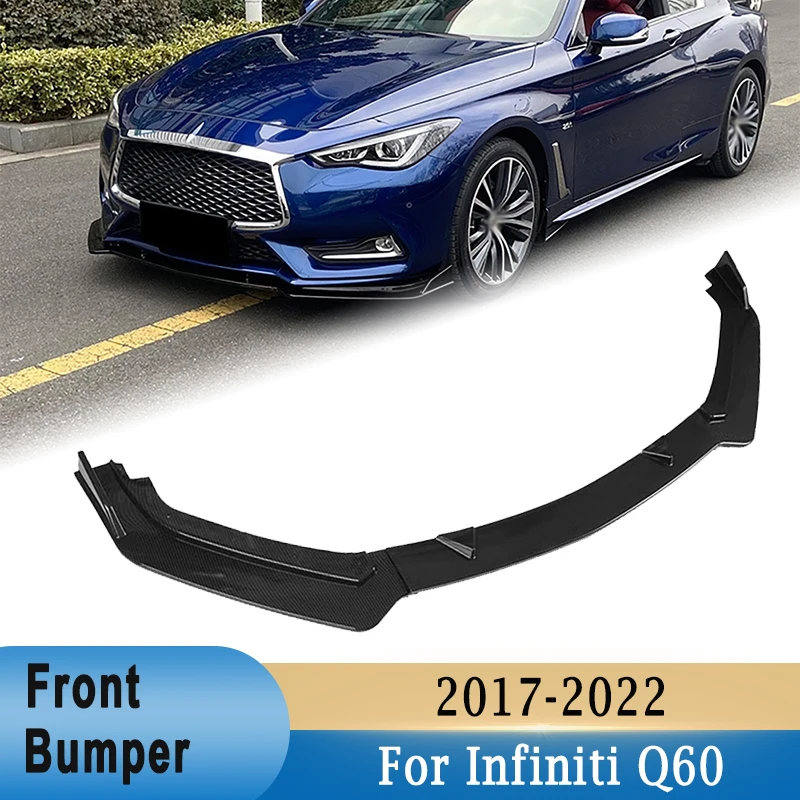 

Front Bumper Spoiler Lip Lower Bumper Diffuser Protector Modification Kit for Infiniti Q60 2017-2022 Black/ Carbon Fiber Pattern
