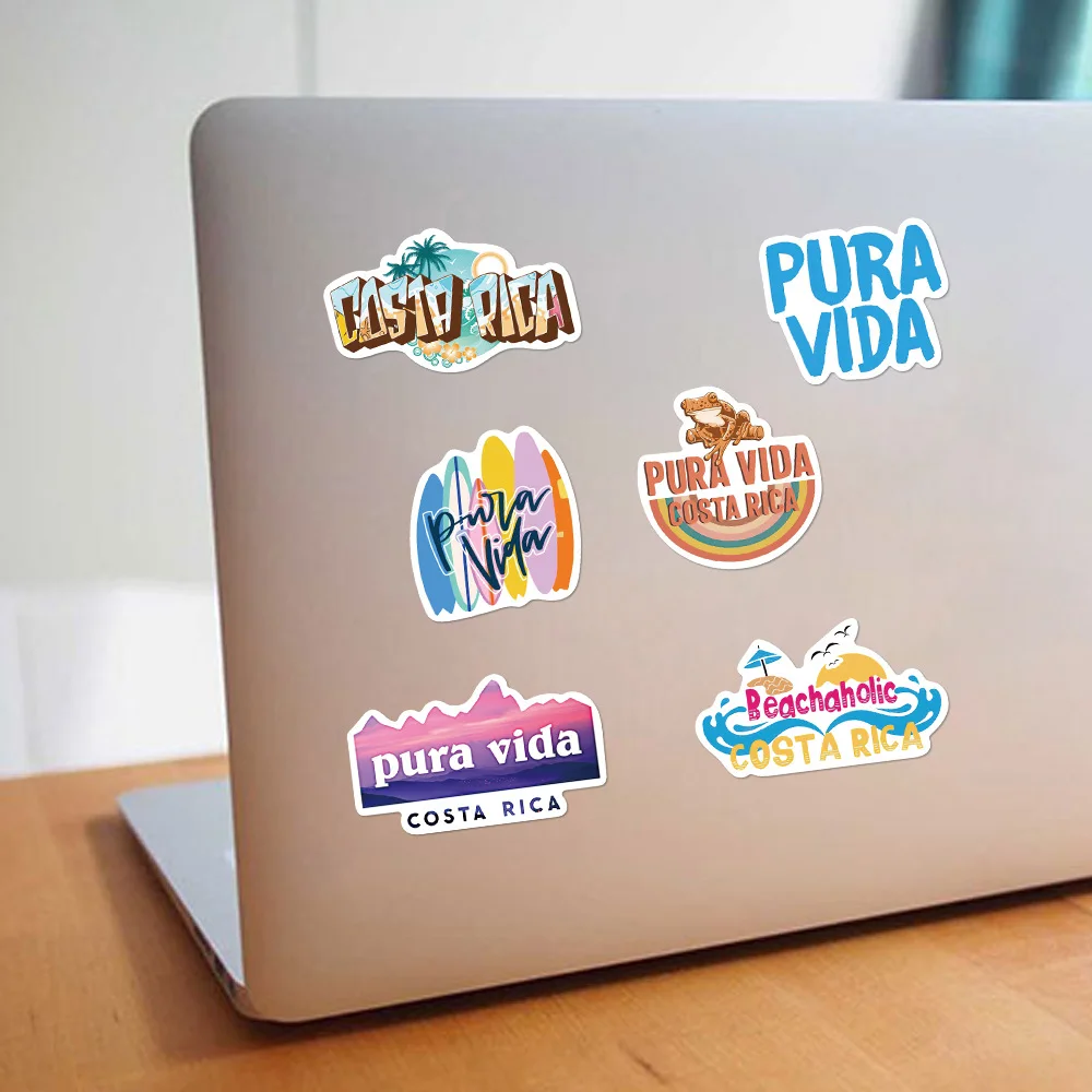 10/25/50pcs Costa Rica Pura Vida Graffiti Stickers Cartoon for DIY Guitar Laptop Phone Motorcycle Skateboard Helmet Car