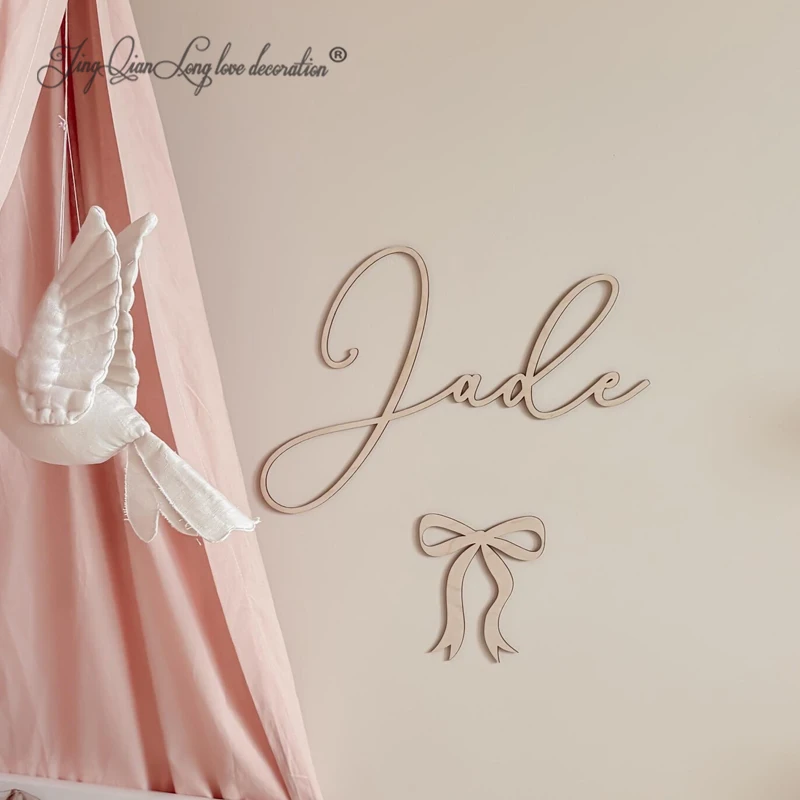 Custom Personalized wooden name sign with bow, Custom name sign, Nursery Wall Decor Girl  Personalized Nursery Name Sign, Wooden