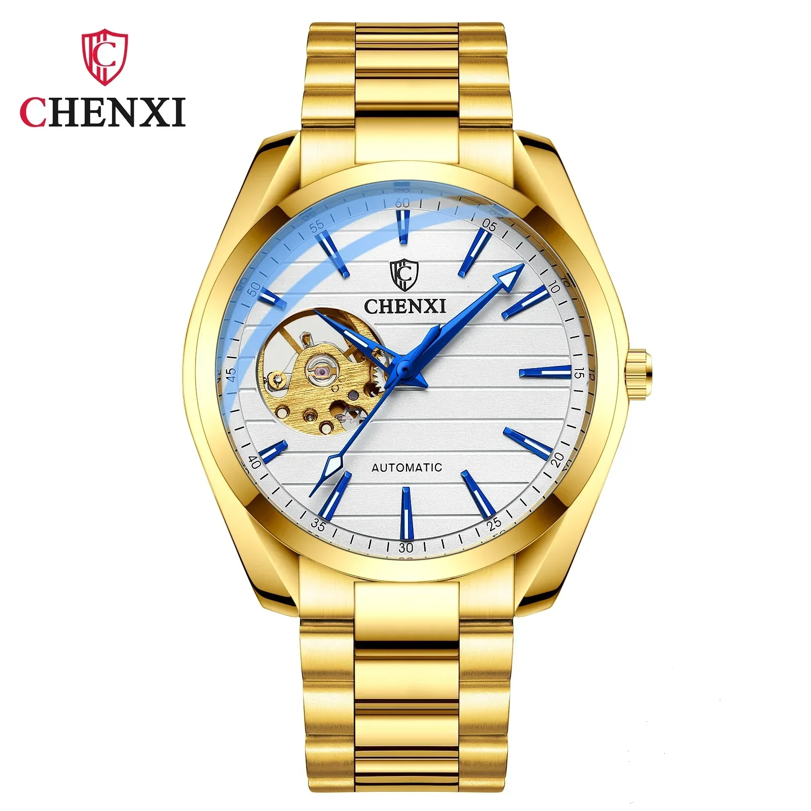 CHENXI Top Brand Luxury Gold Men Watches Sapphire Glass Stainless Steel Band Automatic Mechanical Wristwatches Men Reloj Hombre