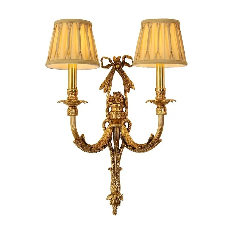 2026 NEW Retro Brass Wall Light Sconce French Luxury LED Wall Light Hotel Villa Living Room Bedroom Corridor Decorative Lighting