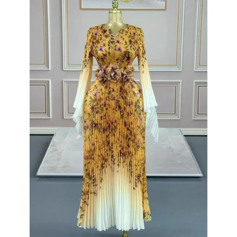 design rican Campana in vita piegata Sve Dr Decorazione floreale 3D Vita alta Materiale in velluto Lungo Sve Uso universale