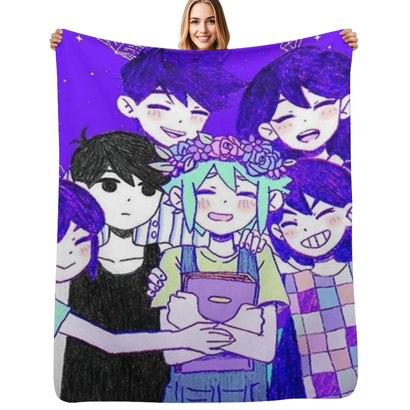 Omori Character II Throw Blanket Softest for babies Flannel Flannel Fabric Summer Beddings Plaid Blankets