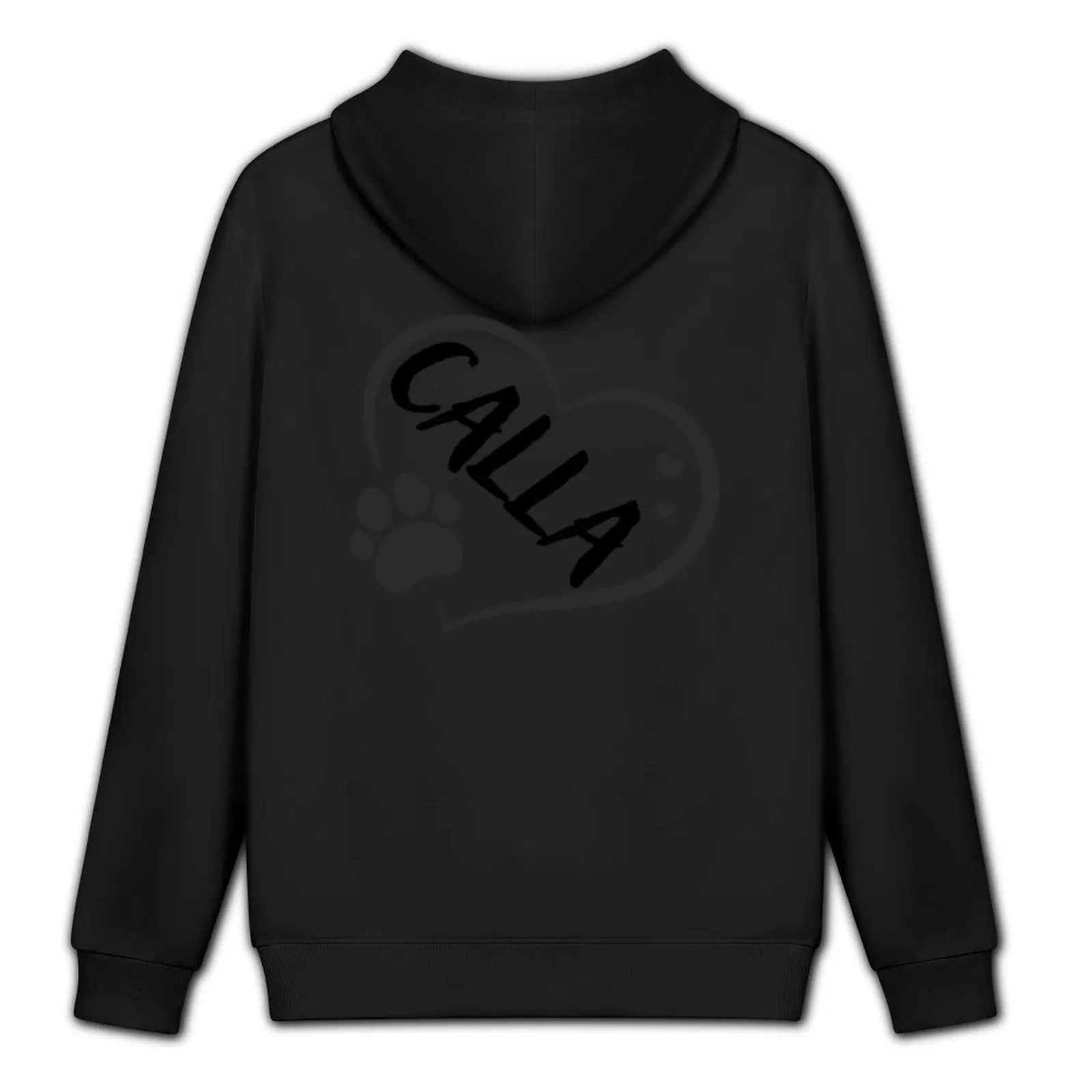 اسم كالا كلب أو قطة في قلب مع مخلب، هدية رائعة لمالك الكلاب أو القطط، سترة خريفية بغطاء للرأس للرجال مقاس كبير #5