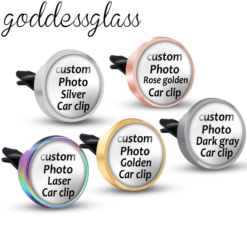 Personalized Photo Custom 5 colors DIY Aromatherapy Car Decoration Clip Perfume Locket Clip Fittings Essential Oil Scent Gift