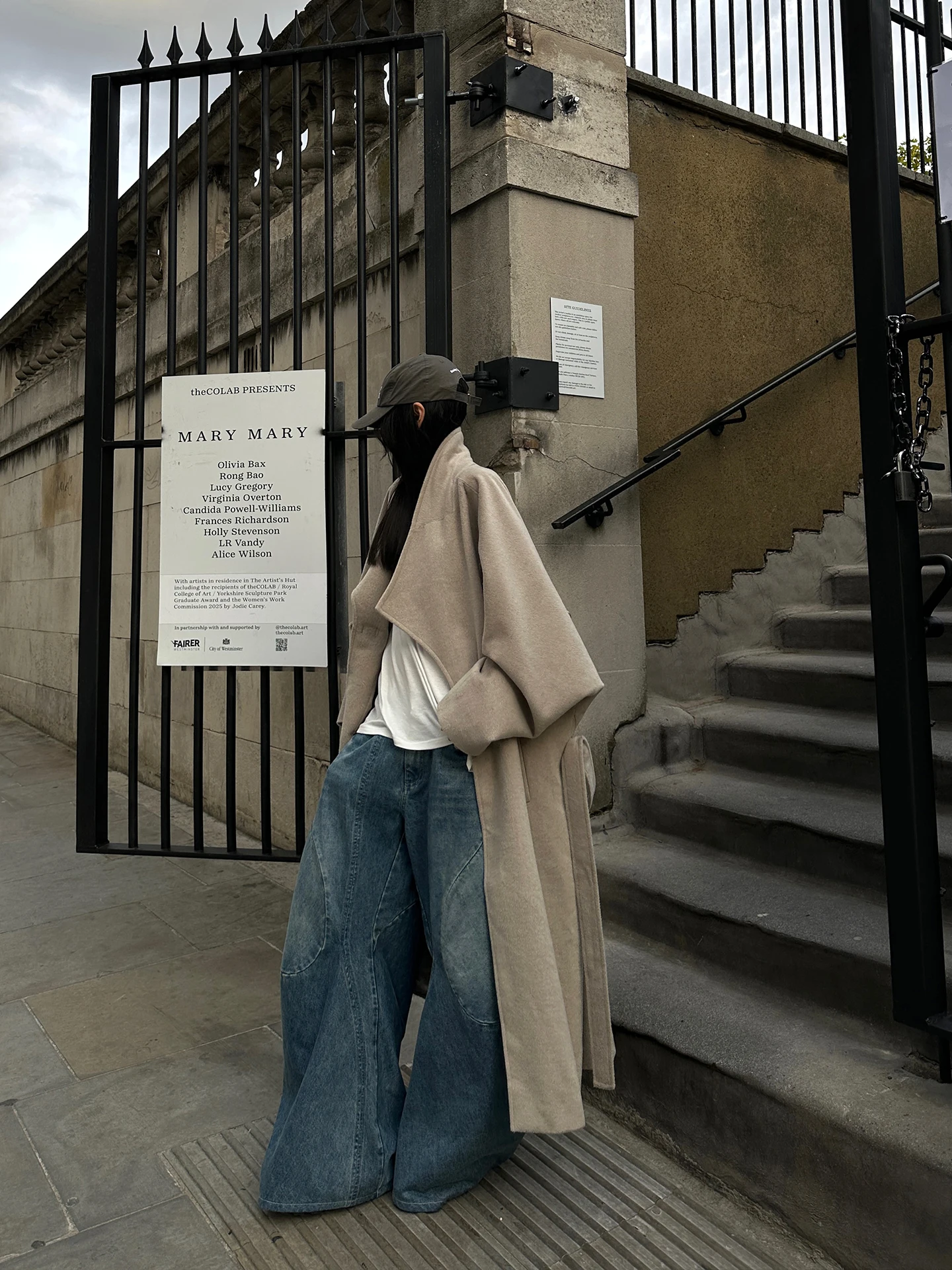 

Korean Sweet WARDEN Long Thiened Woolen Coat Khaki Color Briti Sle Winter Street Faion Women's Coat DQM50205N