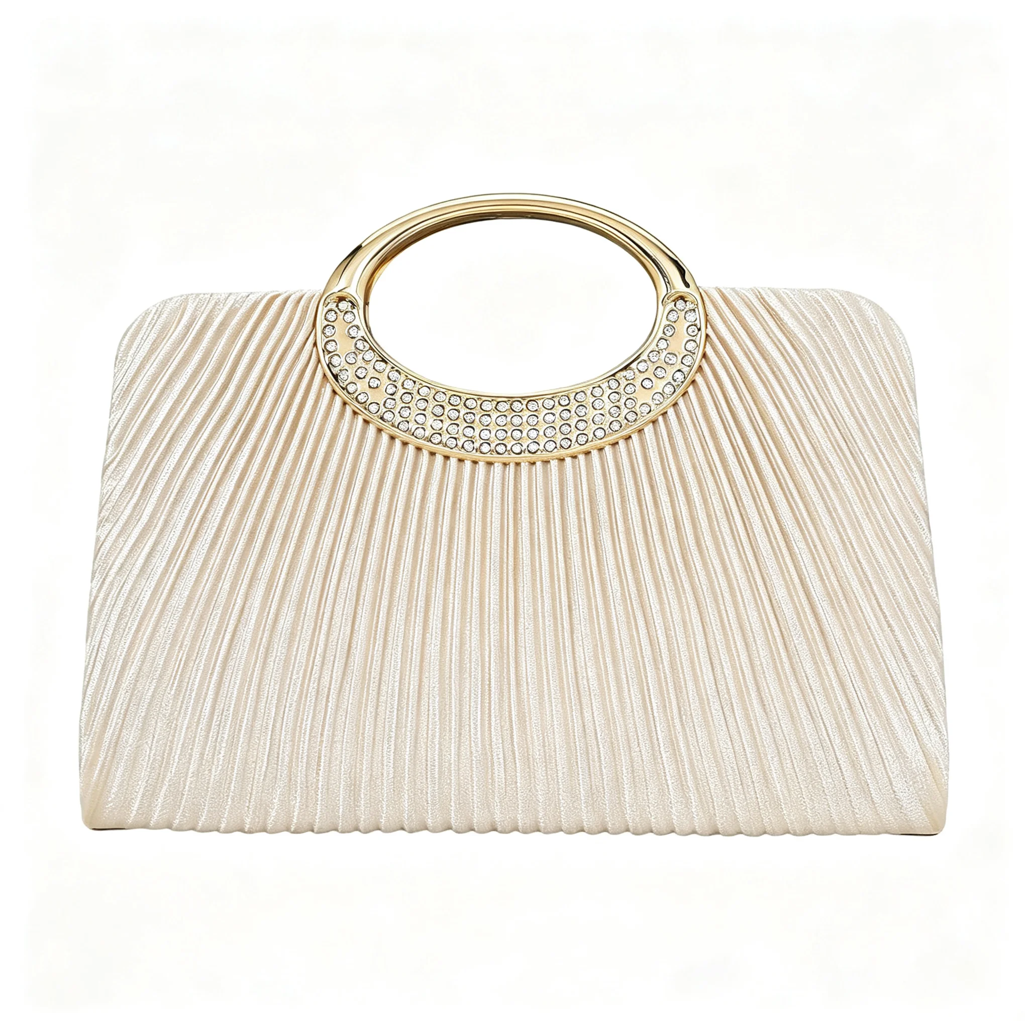 Wallet Chain Bag - Damska plisowana torebka wieczorowa z uchwytem