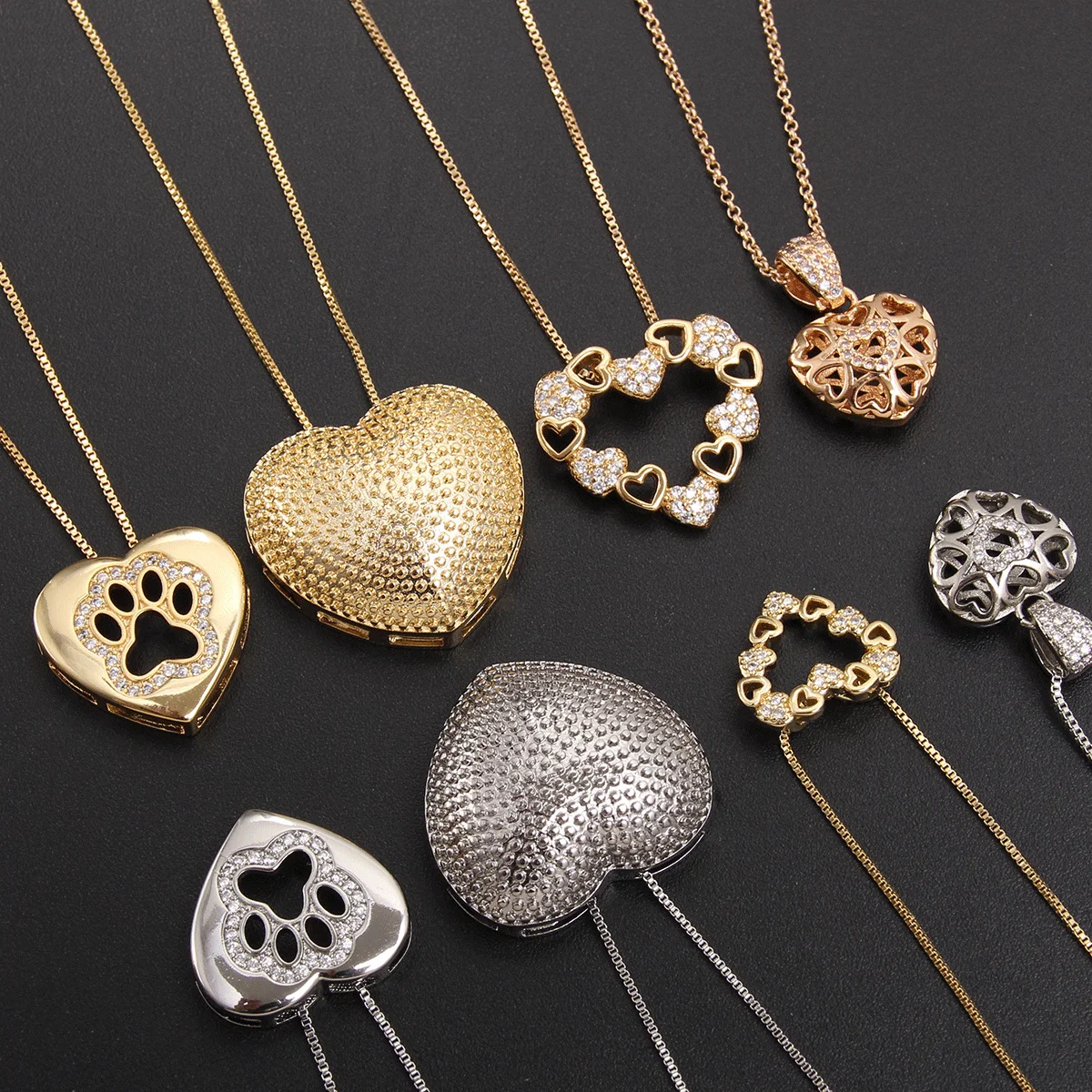 MHS.SUN Newest Gold/Silver Color Heart Pendant Necklace AAA Cubic Zircon Clavicle Chain Choker Jewelry For Chaming Women's Day
