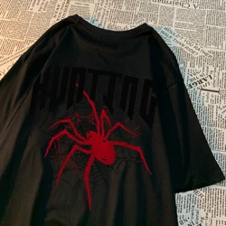 Men Women High Quality T-shirt O-Neck Breathable Red Spider Print Short Sleeve Clothing Japanese Hip Hop Loose Fashion Tops