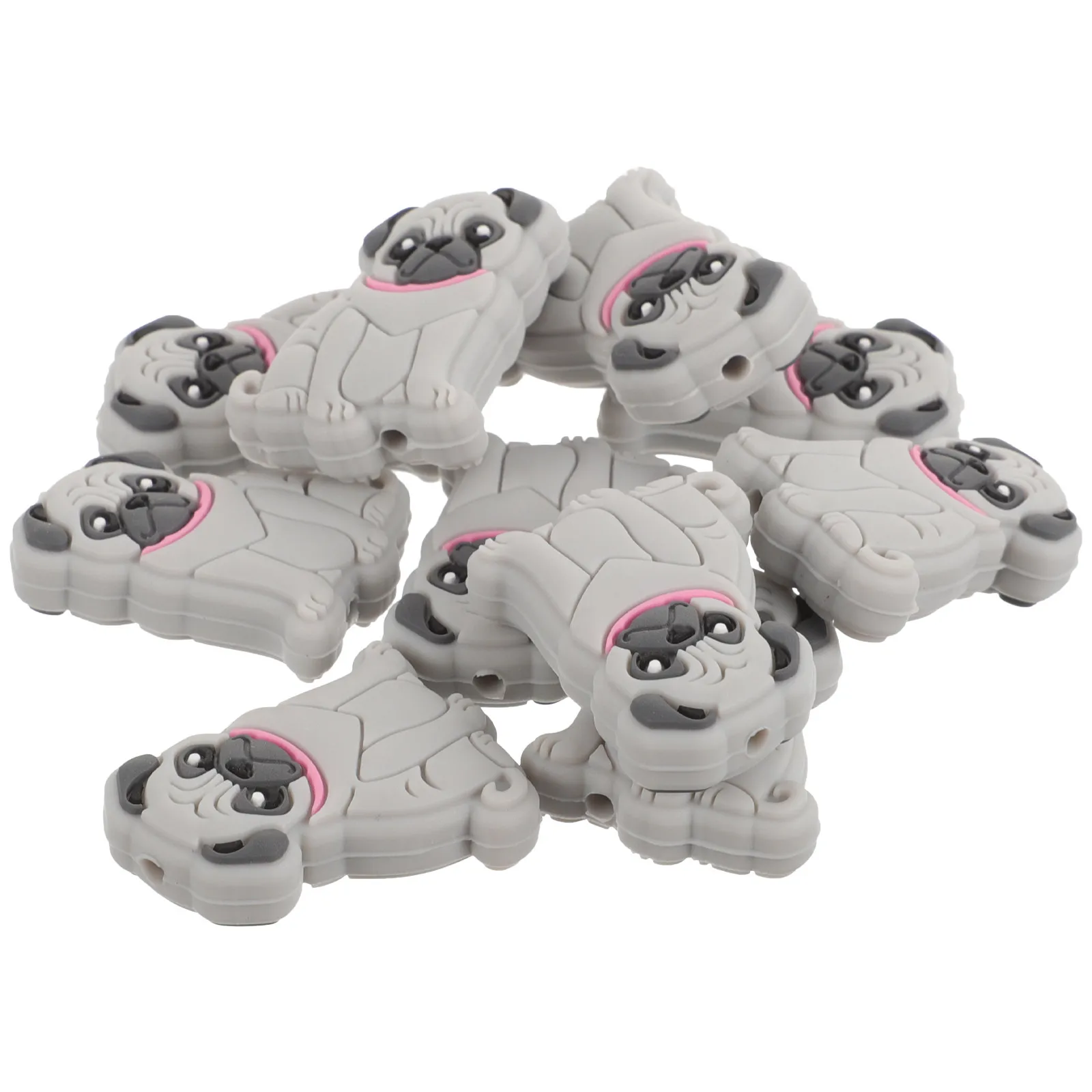 

10 шт. силиконовых бусин с дизайном собаки, без БФА, для прорезывания зубов, для цепочек для сосок, для изготовления украшений своими руками, аксессуары для детских браслетов и ожерелий